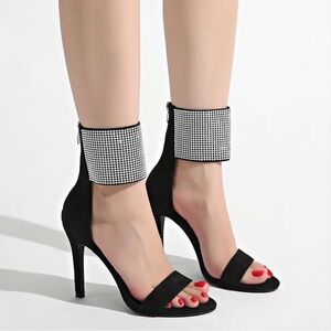 Black Crystal Cuff Stiletto Heels